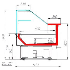 Витрина холодильная Carboma GC110 VM 1,25-1 (ВХС-1,25 Carboma CG 110 (динамика)) (сталь) - Изображение 2
