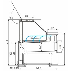 Витрина холодильная Carboma GC111 SP 1,25-1 (1008 Темный дуб) (газлифт без боковин) - Изображение 4