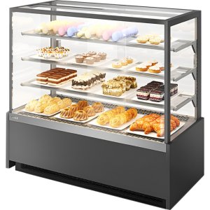 Витрина кондитерская Chilz VETE KUB 90 NEYTRAL серый матовый, шлифованная нержавейка