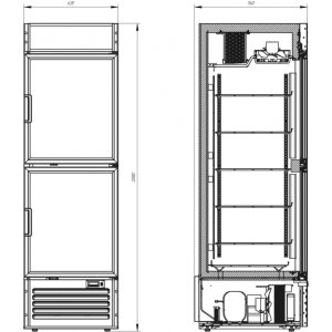 Шкаф морозильный МХМ Капри 0,5НСК дверь стеклянная сверху, металл снизу - Изображение 3