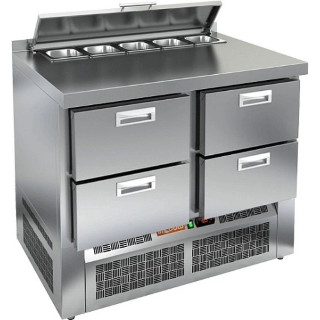 Стол холодильный для салатов HiCold SLE2-22SN (1/6) с крышкой