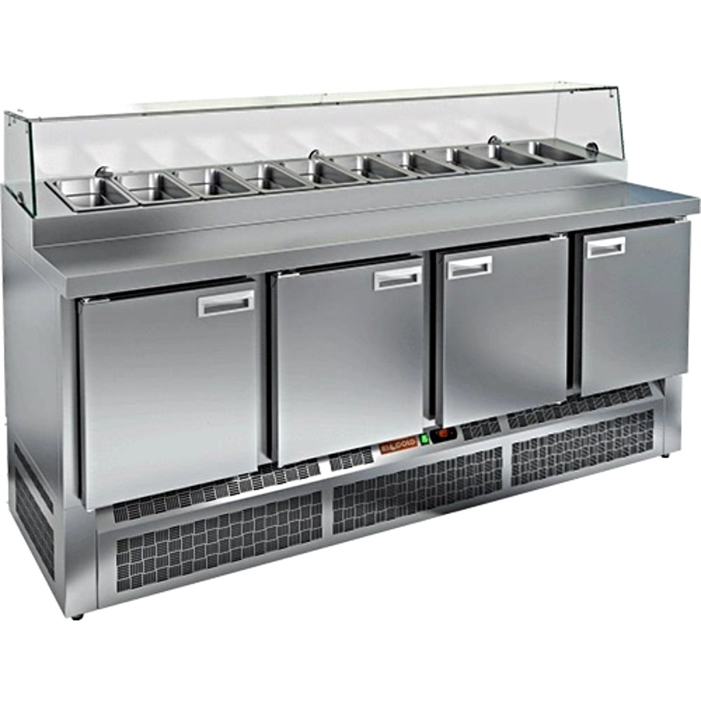 Стол холодильный для пиццы HiCold PZE1-1111GN (1/3) стекло