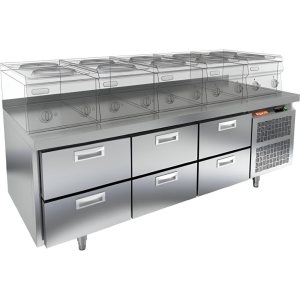 Стол охлаждаемый HiCold GN 222/TN LT под тепловое оборудование, без столещницы 