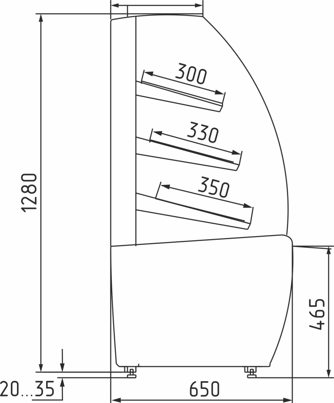 Витрина кондитерская Carboma K70 N 0,9 (K70 N 0,9-1 LIGHT FLANDRIA) хлебная, со стеклом - Изображение 2