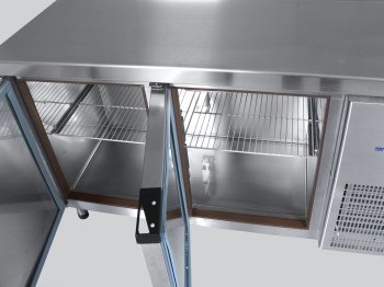 Стол холодильный Abat СХС-70-01-СО (охлаждаемая столешница) без борта (ящики 1/2, дверь-стекло) - Изображение 2