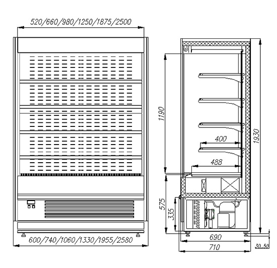 Горка холодильная Полюс Carboma FC 20-07 VV 0,7-1 (распашные двери) (CUBA FC20-07) - Изображение 3